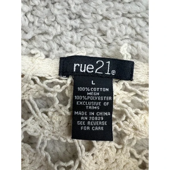 rue21 Crochet Baby Doll Crop Top Womens Large Open Knit Sheer Cami Boho Y2K - Picture 5 of 6